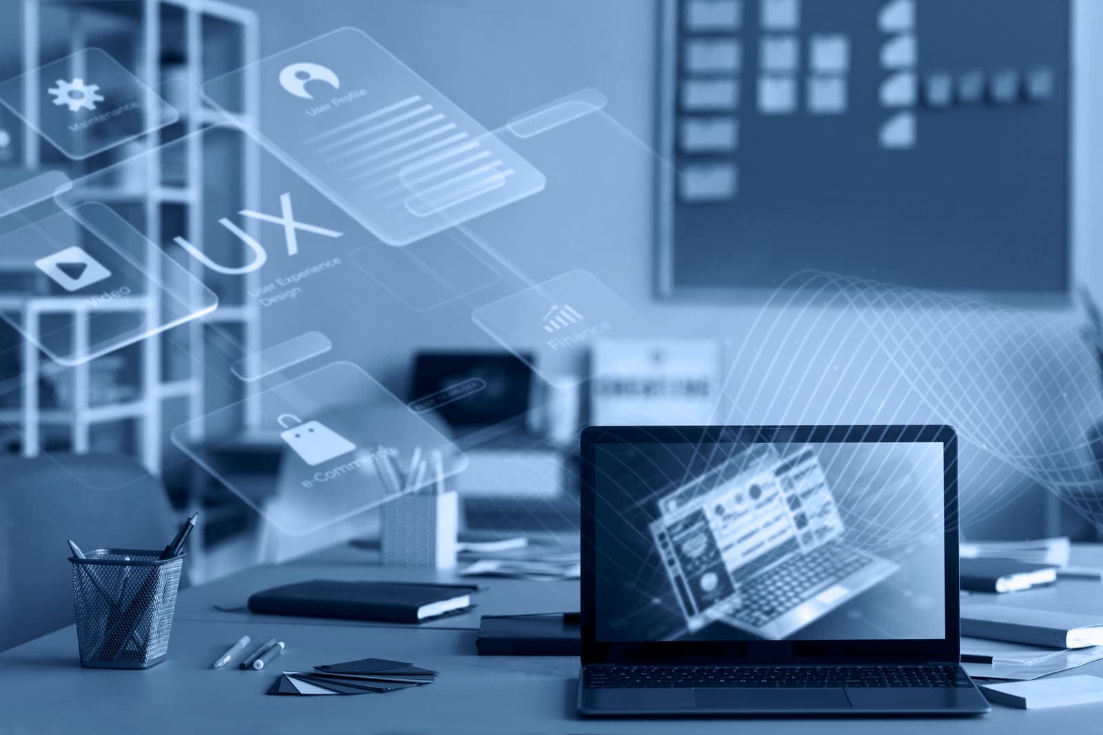 Responsive website design shown across desktop and laptop screens